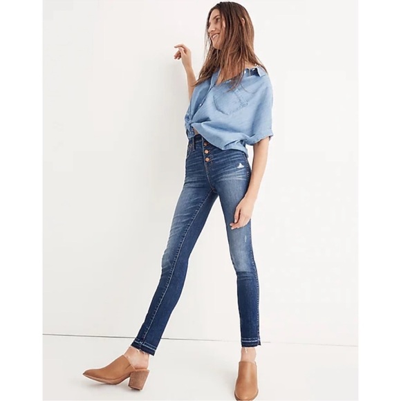 Madewell 10" High-Rise Skinny Jeans Drop-Hem Edition - Picture 1 of 16